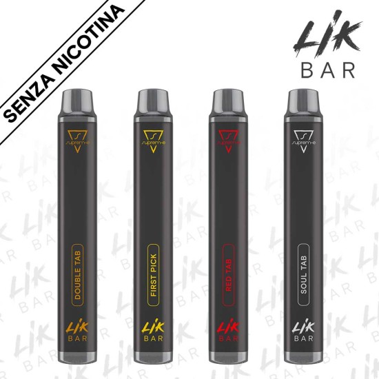 LIK BAR - KIT 4 Gusti Tabacco Senza Nicotina Sigaretta Elettronica Usa e Getta 1Pz per gusto