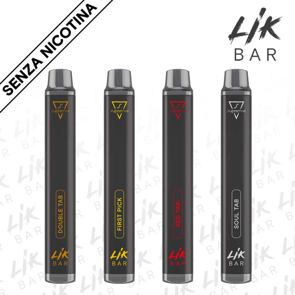 LIK BAR - KIT 4 Gusti Tabacco Senza Nicotina Sigaretta Elettronica Usa e Getta 1Pz per gusto