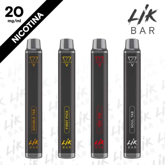 LIK BAR - KIT 4 Gusti Tabacco Nicotina 20 Sigaretta Elettronica Usa e Getta 1Pz per gusto