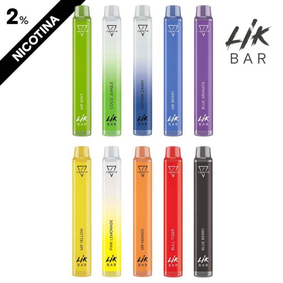 LIK BAR - KIT 10 Gusti Nicotina 20 Sigaretta Elettronica Usa e Getta 1Pz per gusto