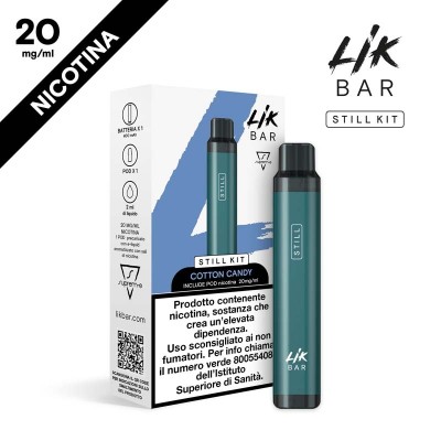 LIK BAR STILL STARTER KIT BLUE + POD COTTON CANDY - NICOTINA 20